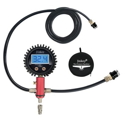 JINKEY Dual Tire Pressure Equalizer,2-Way Rapid Tire Inflator Kit with Gauge,Hea