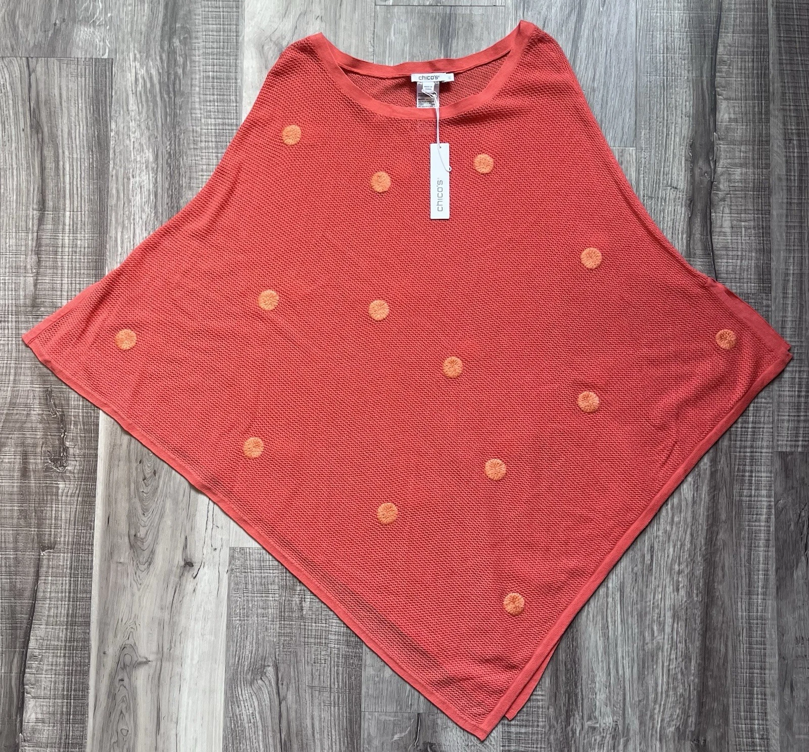 NWT Chico's Embroidered Mesh Dot Poncho Size L/XL Orange Blossom Boho Cottage
Opens in a new window