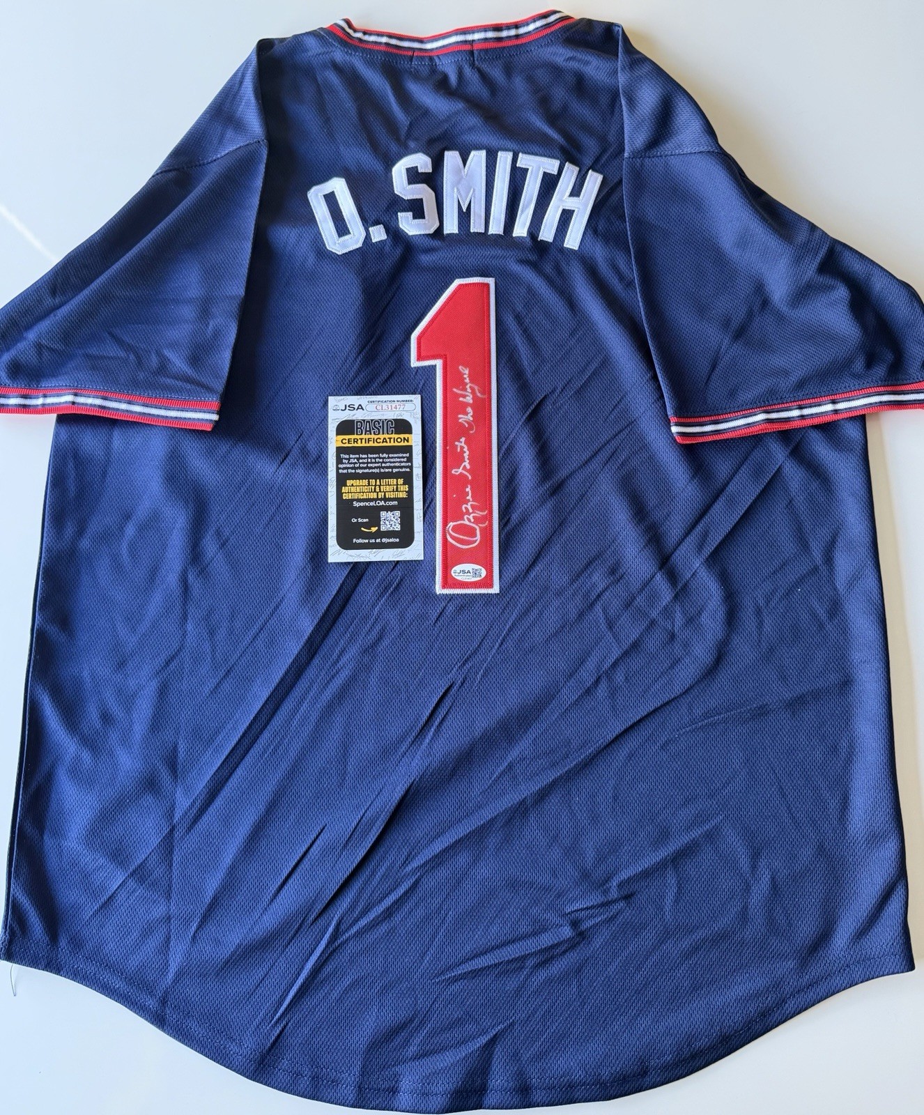 Ozzie Smith Autographed Signed St. Louis Cardinals St Louis Cardinals Jersey Inscribed The Wizard JSA COA 