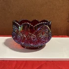 Vintage Indiana Glass Heirloom Sunset Ruby Red Carnival Iridescent Rose Bowl