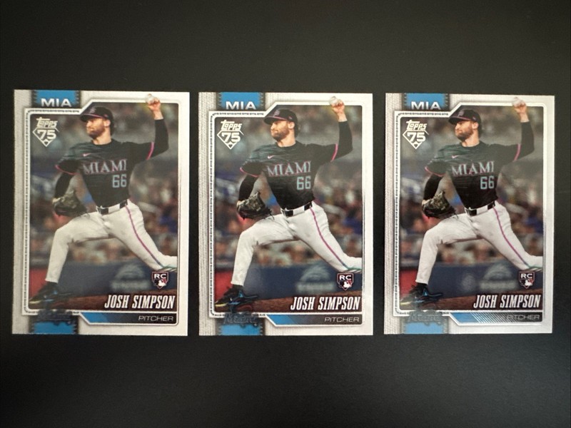 Topps 2026 Series 2 Josh Simpson 583 Marlins Base Rookie x3