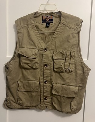 Duluth Trading Vest Mens Large Cotton Utility Outdoor Fishing Hunting Button Up