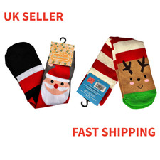 Mens Christmas Socks Pair XMas Gift Santa and Elf Styles