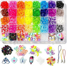 32 Colors Rubber Band Bracelet Kit, Loom Bands Bracelet Making Set with Beads, C
