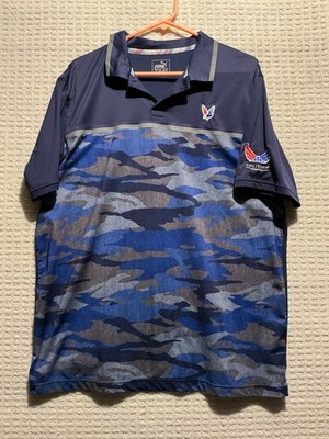 Puma Polo Shirt Men's Large Blue Camo Volition Dry Cell Golf USA Patriotic