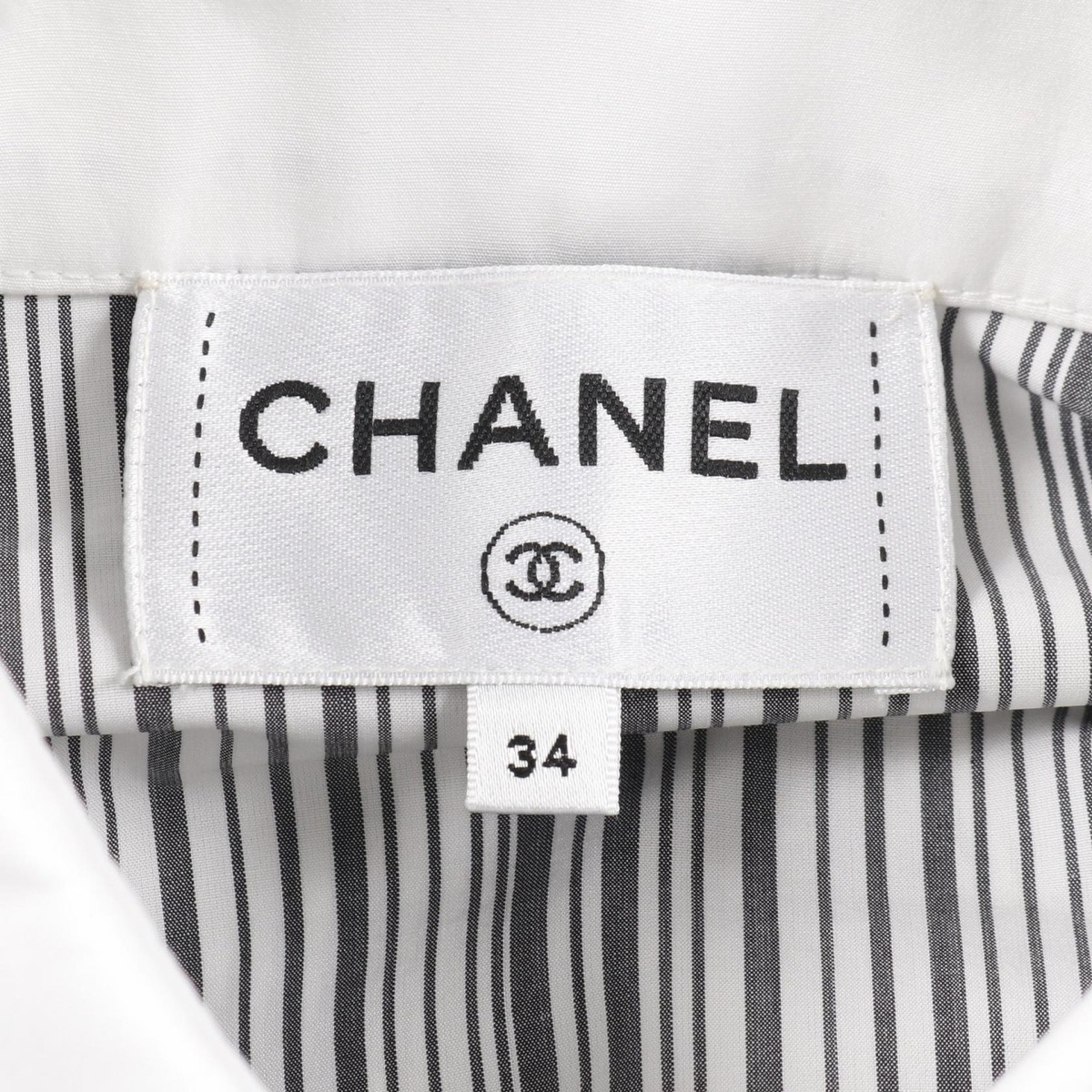 CHANEL Flower COCO Mark Striped Shirt blouse P73926V65463 cotton