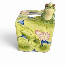 Vintage Ceramic Frog Tissue Box Holder Handpa...