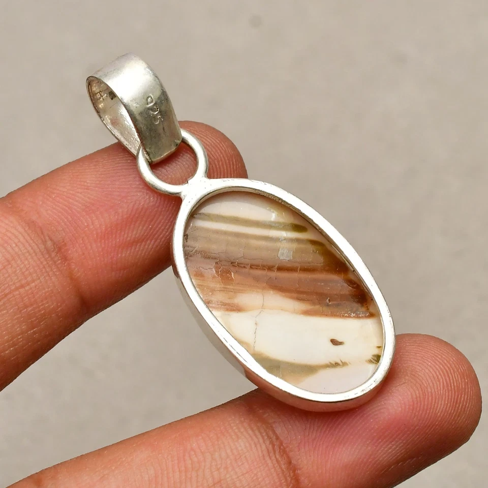 Perlmutt Edelstein 925 Sterlingsilber Handarbeit Schmuck Anhänger 1,69 Zoll - Bild 4 von 4