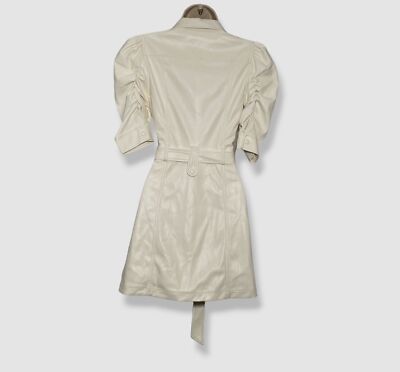 $495 Alice + Olivia Women's White Vegan Leather Self-Tie Magali Dress Size 0