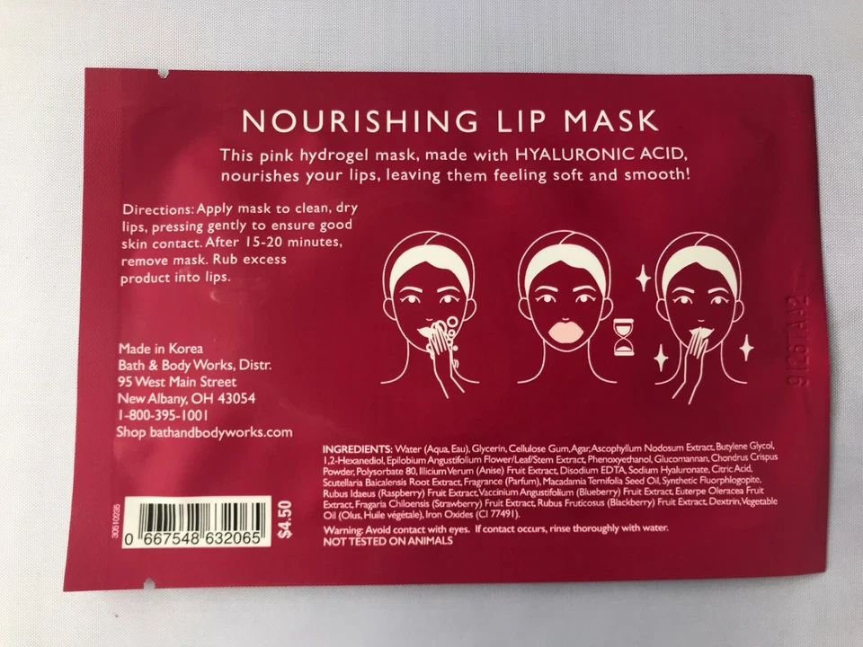 2X BATH & BODY WORKS PINK HYDROGEL   NOURISHING 1-PIECE LIP MASK 6 g/0.2 oz - Image 2 of 4