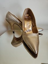 VTG 50's 60's L.G. Haig Pumps Gold PINUP ROCKABILLY GLAM Size 7.5