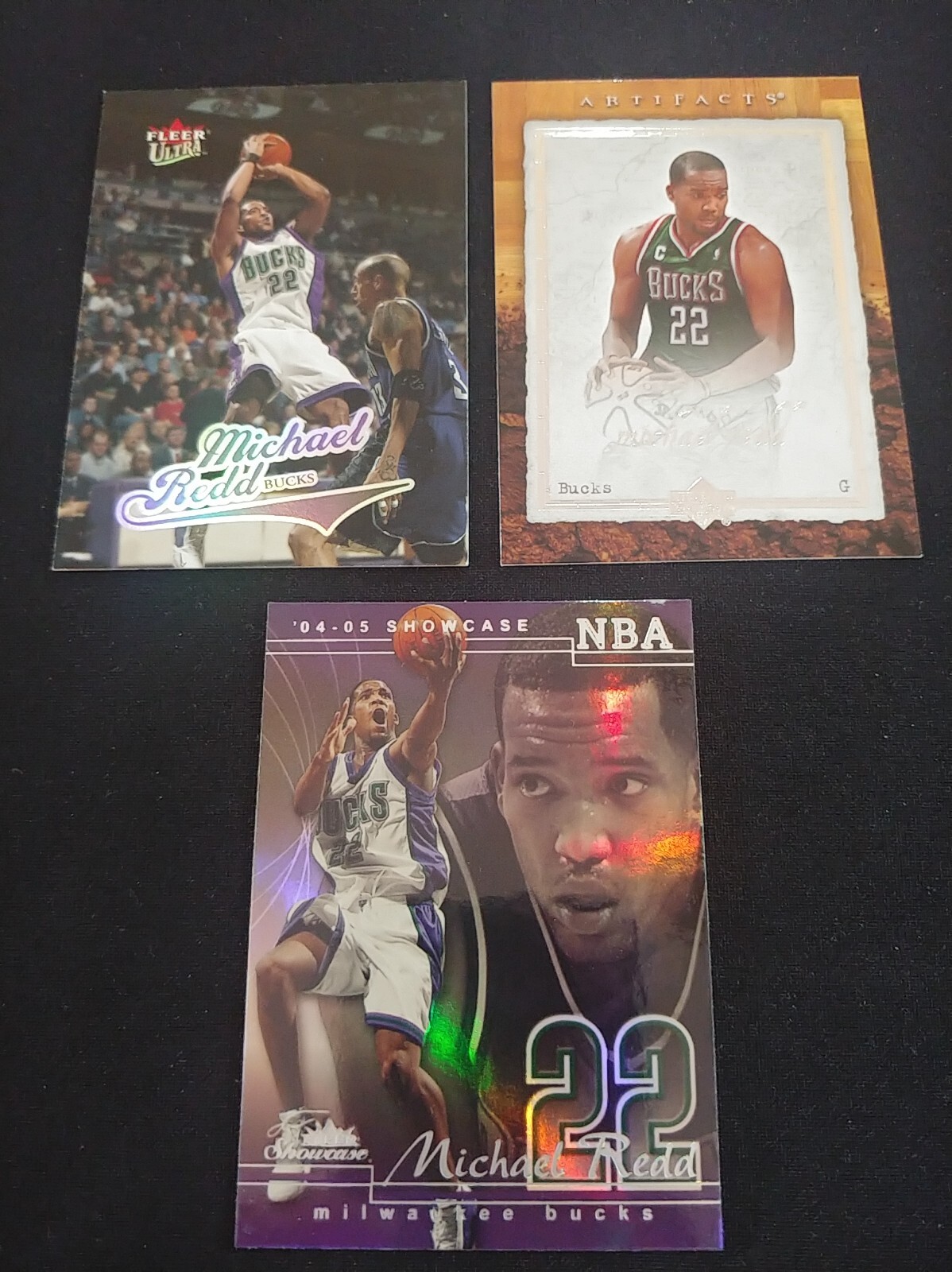2004 Fleer Showcase Michael Redd #89 LOT 3 NBA BASKETBALL CARDS Milwaukee BUCKS