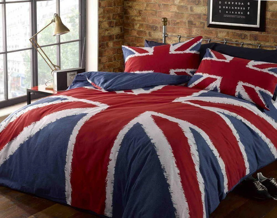 Funky Union Jack Duvet Cover Set Union Jack Flag Printed Bedding Bed Set 3 Sizes