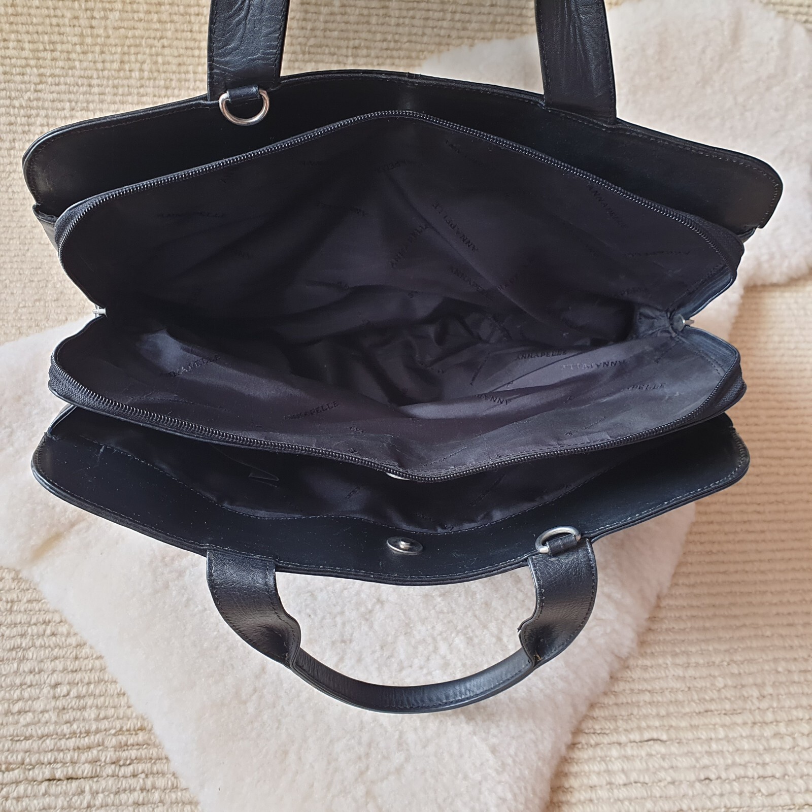 ANNAPELLE Black Leather Women’s Work Bag/Briefcase Preowned eBay