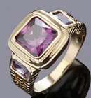 Fantastic Size 8 Rare Solitaire Amethyst 18K Gold Filled Luxury Rings