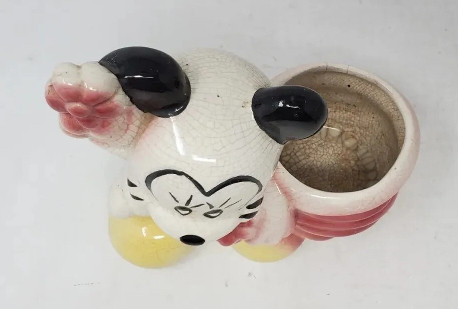 Vintage 1940's Mickey Mouse 6.5in Walt Disney Ceramic Planter USA