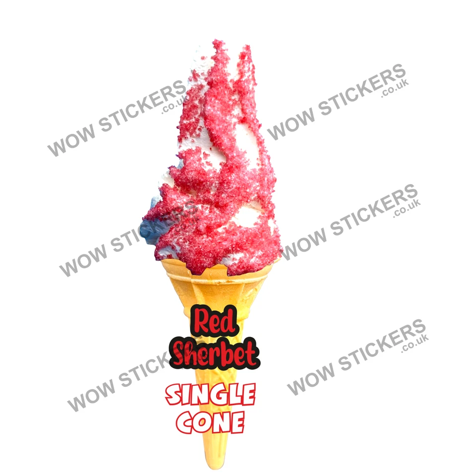 WOW Eiswagen Aufkleber Rot Sherbet Eistüte Sticker Anhänger Decals