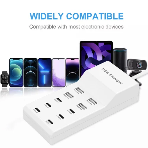 Multi 10 Port USB C Charger Station Wall Type C Fast Charging Adapter USB Hub - Picture 9 of 12