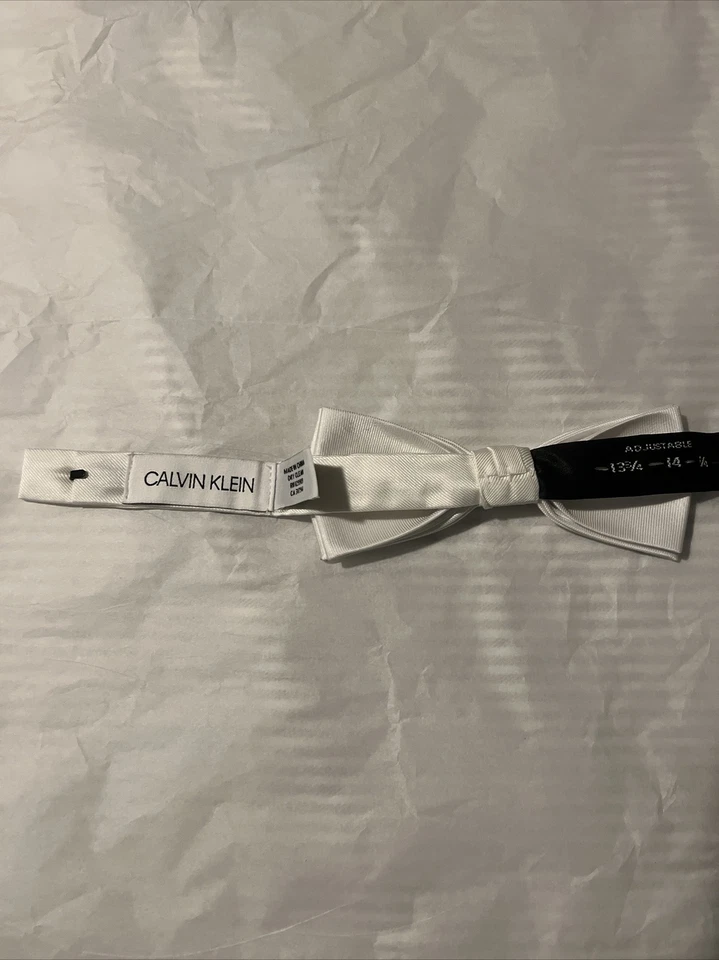 Pajarita Calvin Klein blanca grande alta ajustable con clip hasta 20 pulgadas cuello formal Foto 3 de 4
