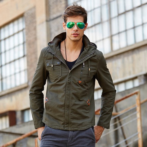 giacca militare uomo sportivo morbido moda slim verde cappuccio jeans 1046  | eBay