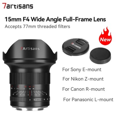 7 artisans 15mm F4 Wide Angle Full-Frame Lens Fr Nikon Z Canon RF Sony E L-Mount