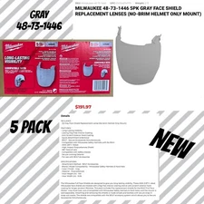 Milwaukee Tool Gray Full Face Shield 48-73-1446 5 Pk Replacement Lens Hard Hat