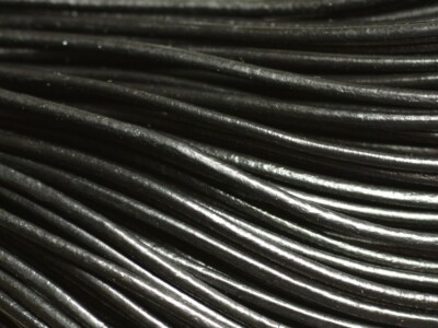 Cordon En Cuir Véritable Rond Noir – 5 Mètres, Diamètre 1.5mm, Pour Création Bijoux Ou Bricolage