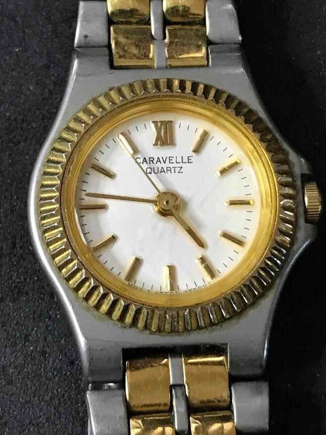 Caravelle by Bulova 24mm T1 Gold Silver Tone Women Watch New Battery (#1382)