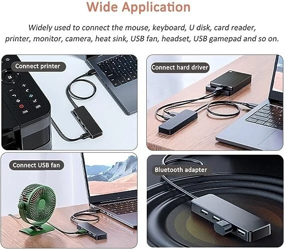 4-Port USB 3.0 Hub for Laptop, Flash Drive & HDD Expansion
