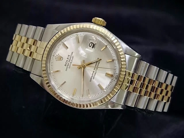 Rolex — Rolex Datejust Mens 2Tone Gold Stainless Steel Watch with Silver Dial 1601