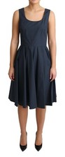 DOLCE & GABBANA Dress Blue Polka Dotted Cotton A-Line IT42 / US8 / M RRP $1400