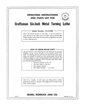c.1950s Craftsman 101.21400 /Atlas 6" x 18" Metal Working Lathe Instructions