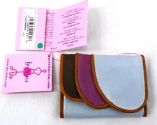 IPA-Nima Wavery Leather Wallet Card Holder Blue Purple Brown 4.5 x 3.25"