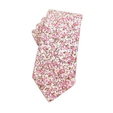 Men's Cotton Floral Neck Tie 2.56'' Printed Skinny Tie Pink