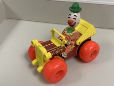 Vintage 1965 Fisher Price Jolly Jalopy Circus Clown Pull Toy 724 Wooden