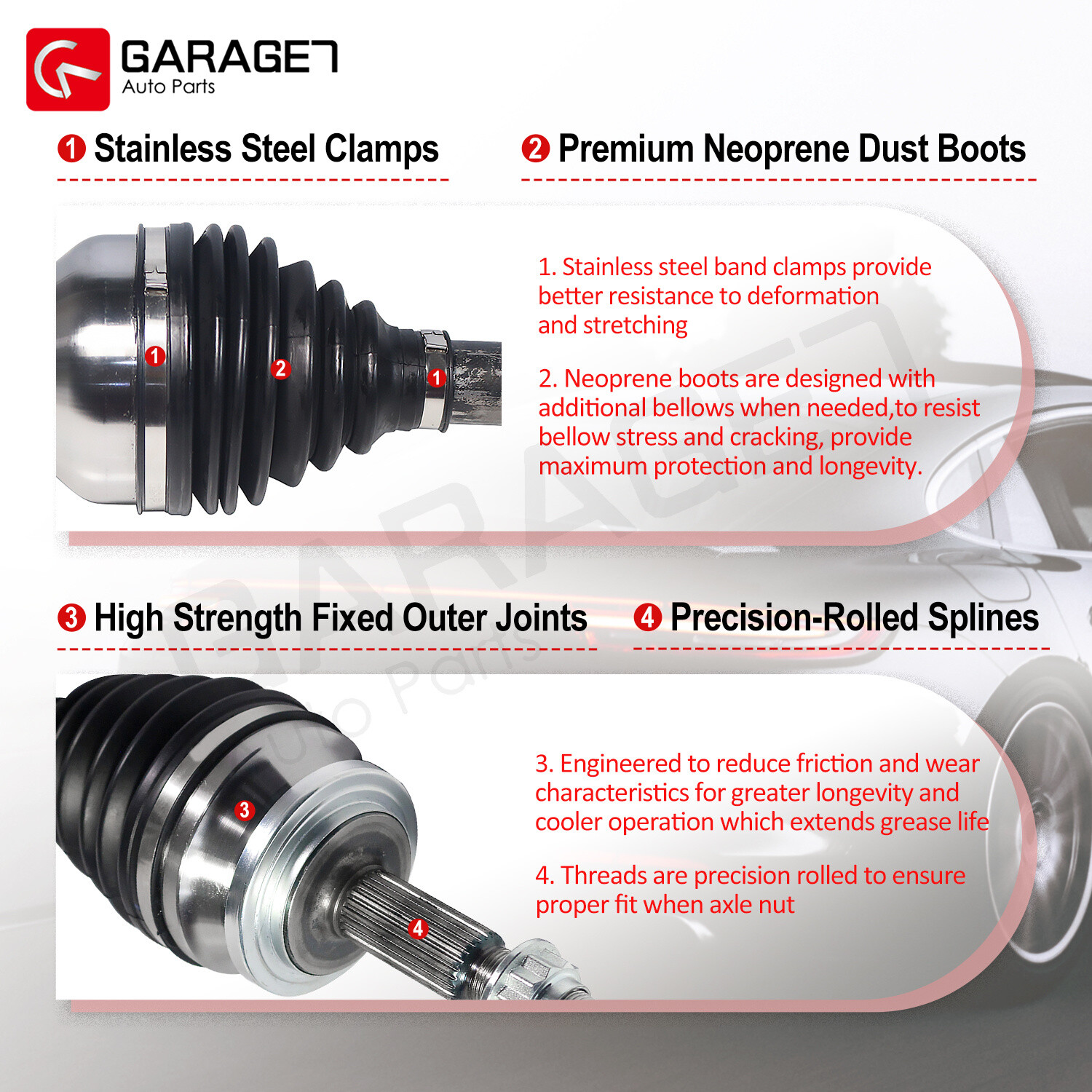 Pair Rear CV Axle Assembly for 1991-2005 Acura NSX Automatic Trans 3.0L 3.2L V6