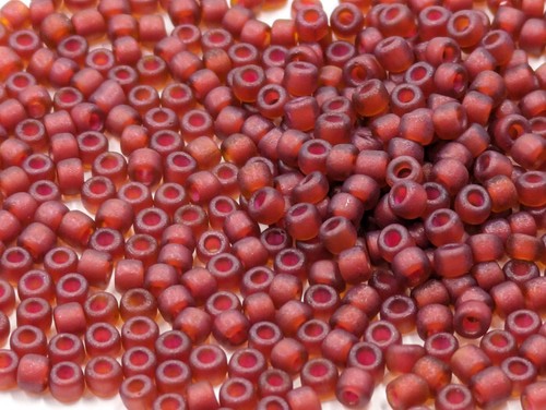 Vintage Glass Czech Seed Beads Clear Matte Rust 8/0 14g C33-34A