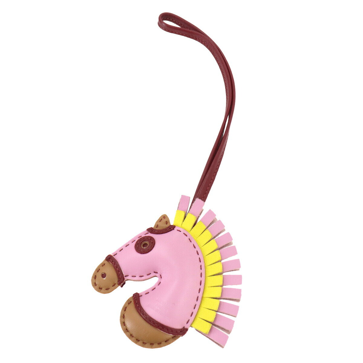 （HERMES）Geegee charm Hermès Mauve Pale, Etoupe, Gold And Rose Texas Milo Lambskin