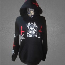 Baphomet Hoodie Inverted Crosses Hail Satan S to XL Inverted Pentagram