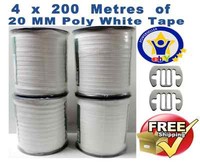 Electric Fence Tape 4 X 200 Metres Fencing 20mm White Poly+free Tape Connectors Electric Fence Tape 4 X 200 Metres Fencing 20mm White Poly+free Tape Connectors