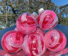 Valentine's Day Ornaments Red Pink White Decor Tree 6 Set Valentine Decoration
