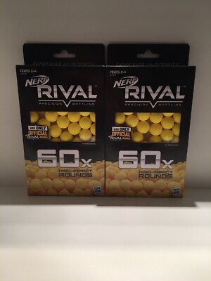 Lot of 2 Nerf Rival High-Impact Rounds 60 Count Yellow Balls/Ammo. New 