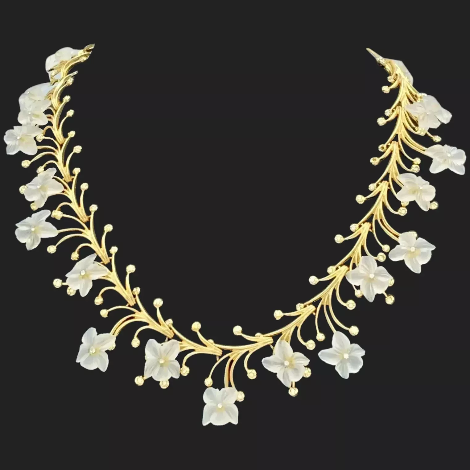 Collier GROSSE, DIOR fleurs de lucite givrée et cristal