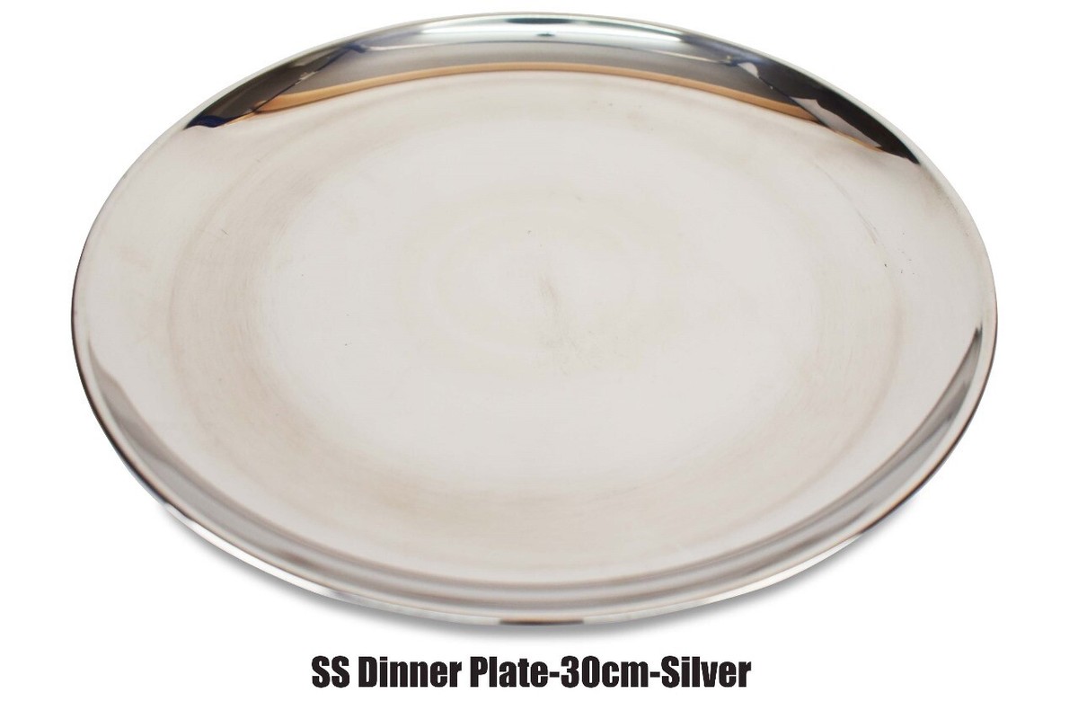 Stainless Steel Round Plates 20,26,30 CM Shallow Tray Kitchen Gold
