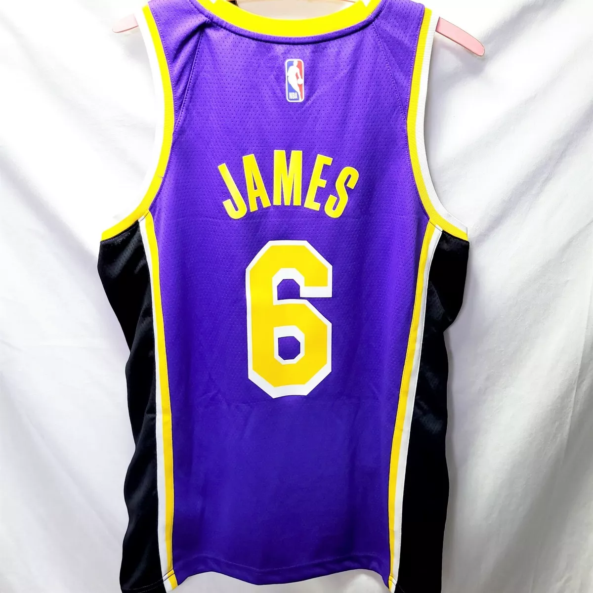 Jordan Men's Los Angeles Lakers LeBron James #6 Swingman Statement Edition Jersey, Purple, Size: Small, Polyester