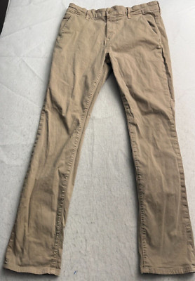 Paige Timberwolf USA Mens Straight Chino Pants DNM710 Jeans Button Zip 32 33x30