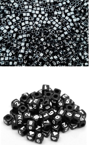 🎀 SALE 🎀 100 Alphabet Mixed Letter or Number Cube Pony Beads 6mm - Picture 8 of 14