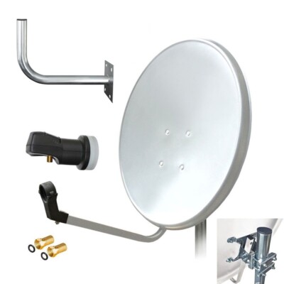 60cm Sat Anlage Digital Single LNB Wandhalter 45 cm 4K 1 Teilnehmer Antenne Set
