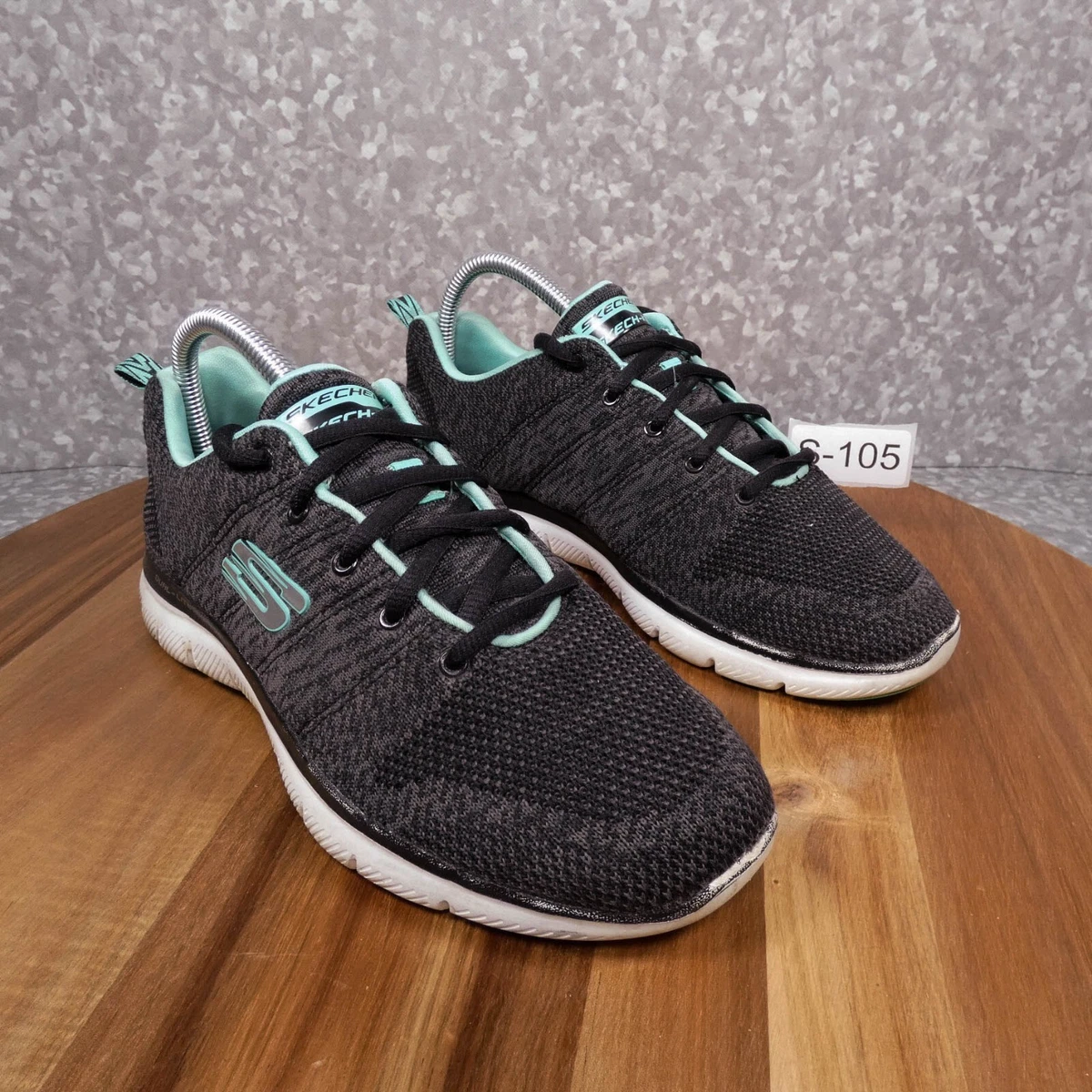 Skechers Air Cooled Memory Foam Shoes Womens 8 Running Gray Blue Dual Lite 12756
