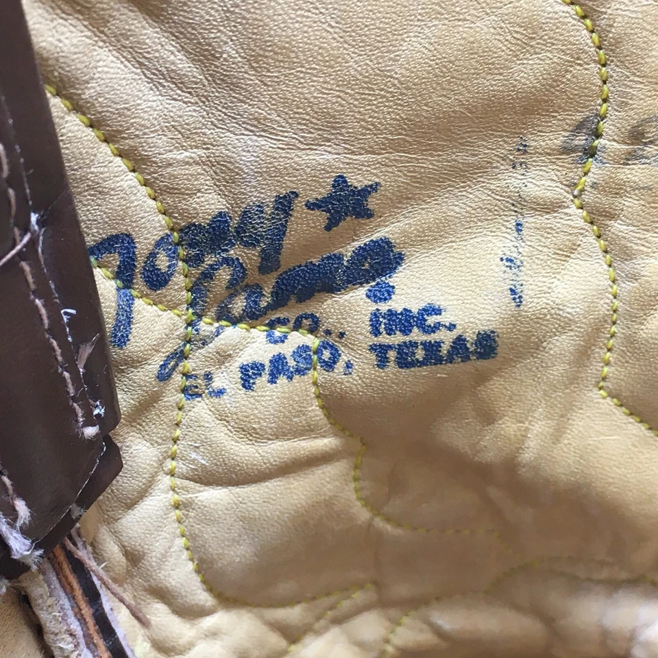 Tony Lama Western Boots Cowgirl Shoes Womens Size 6 Brown Leather Lizard Pull On - Imagem 2 de 4